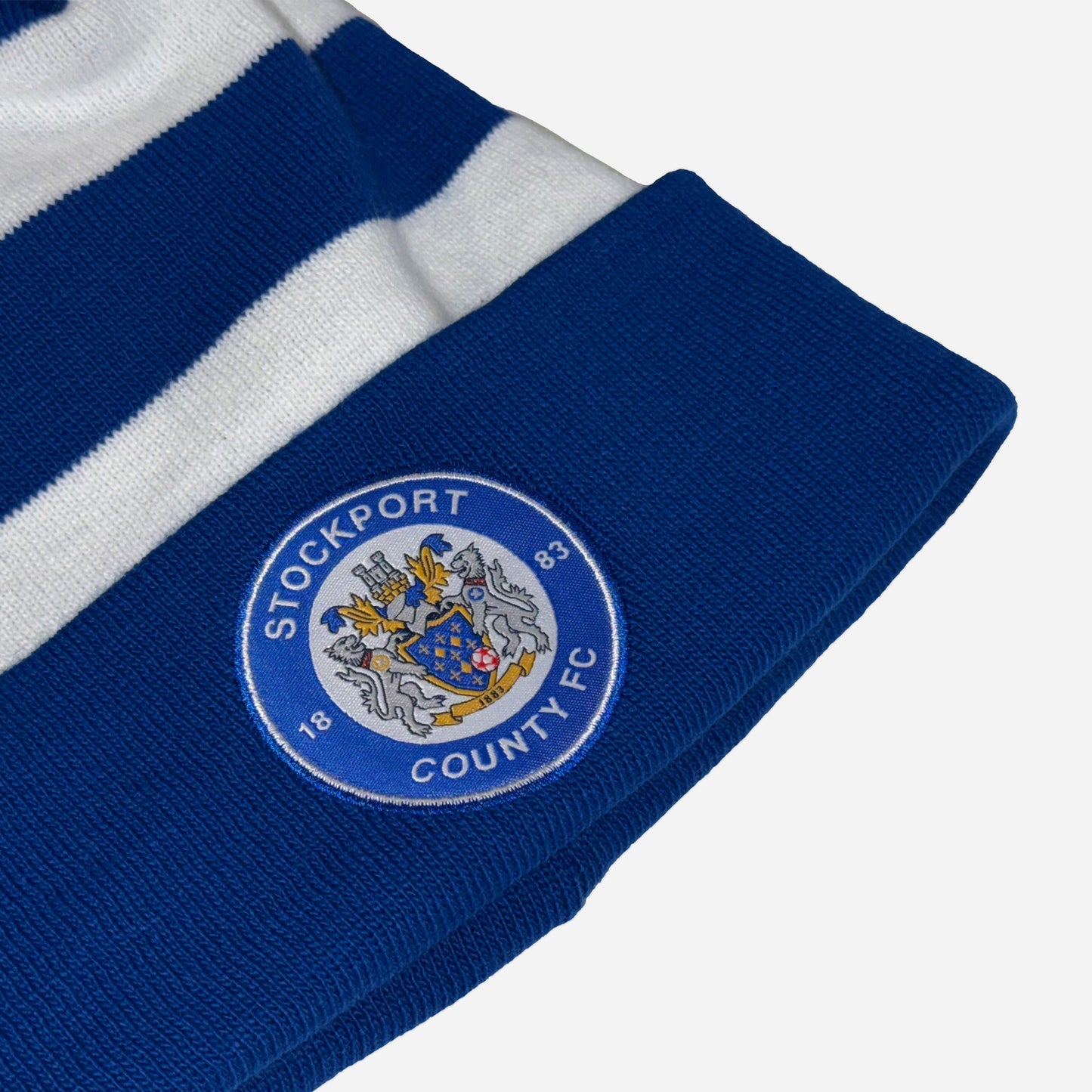 County Blue & White Badge Bobble Hat
