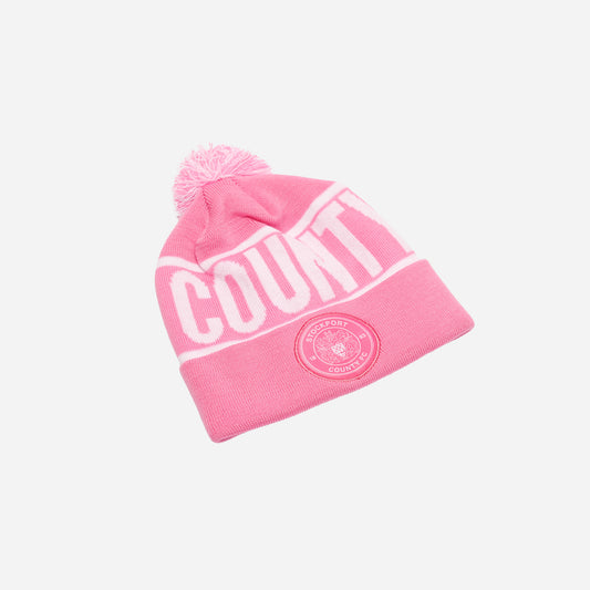 Pink 'COUNTY' Text Bobble Hat