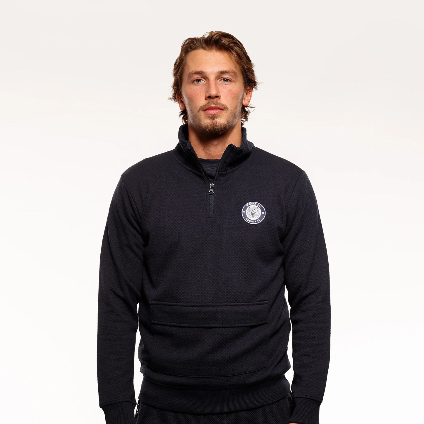 Woodbank Waffle 1/4 Zip Sweatshirt Black