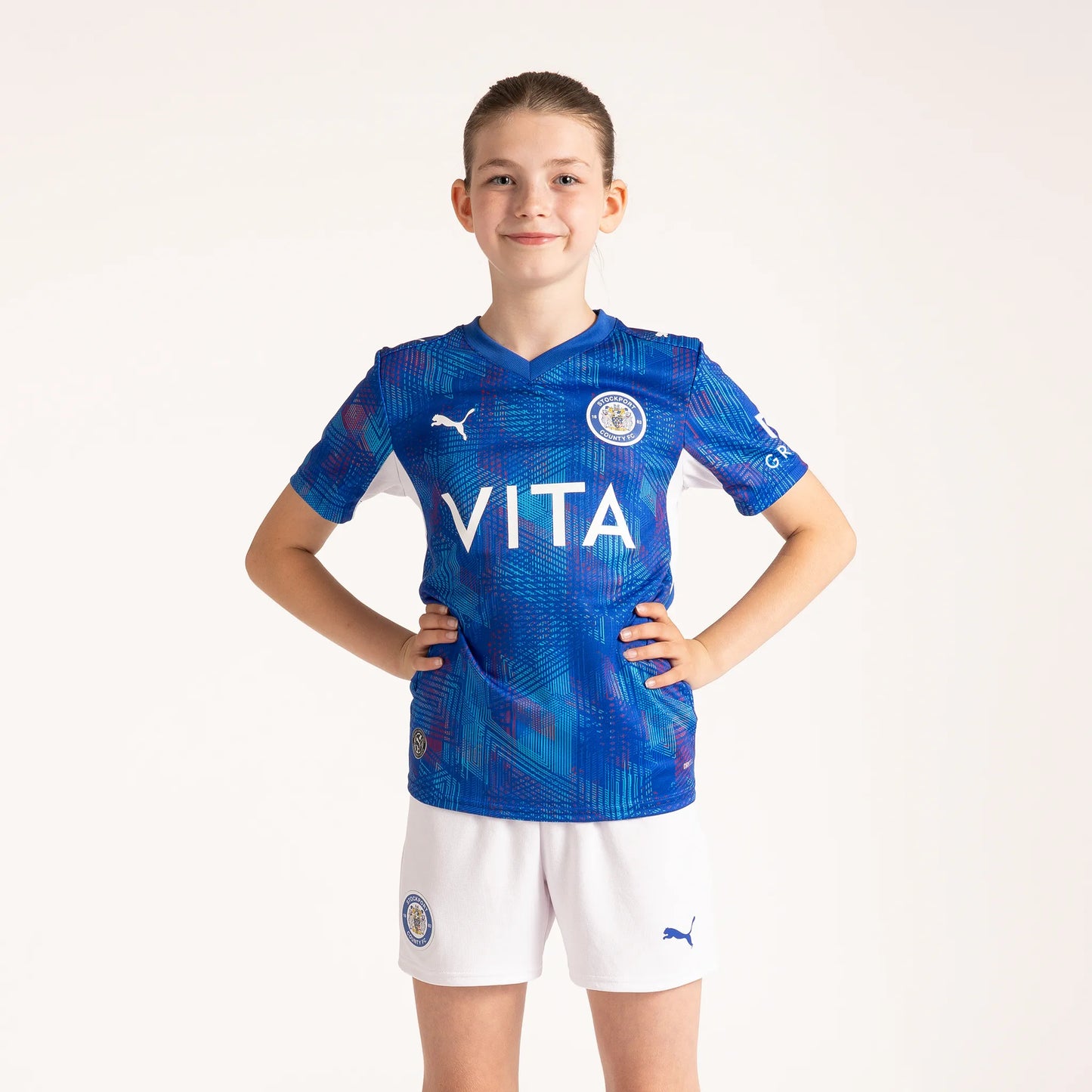 Stockport County 26/27 Home Shirt Girls Front 