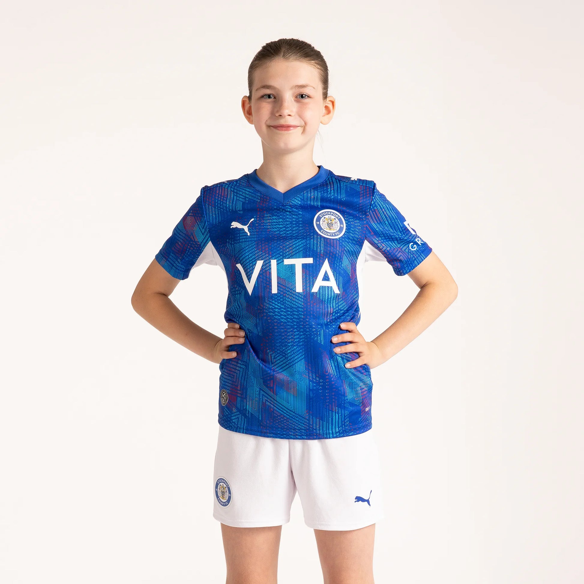 Stockport County 26/27 Home Shirt Girls Front 