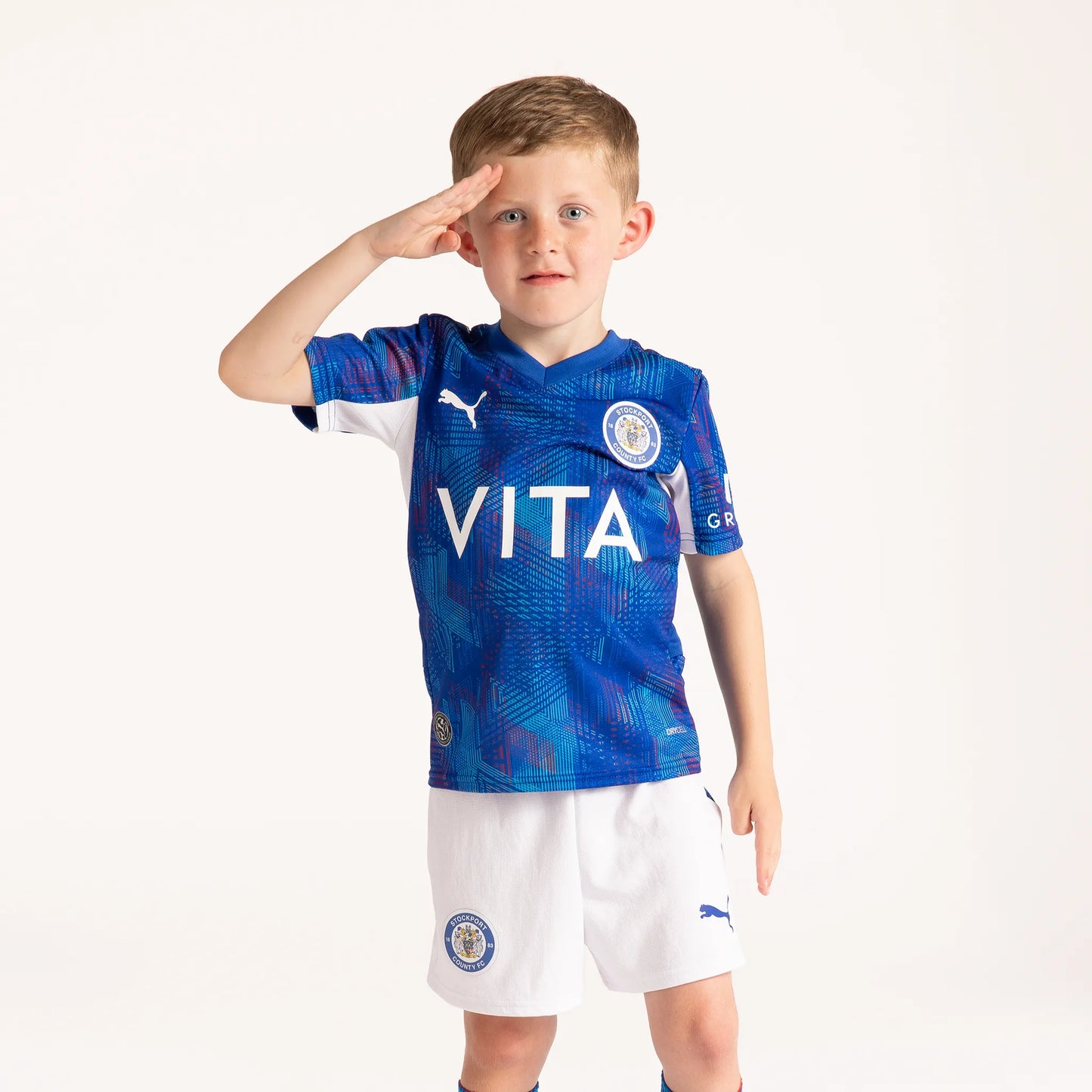 Stockport County 26/27 Home Shirt Kids Front