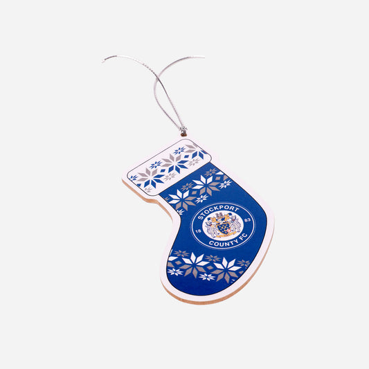 County Christmas Stocking Wooden Tree Decoration