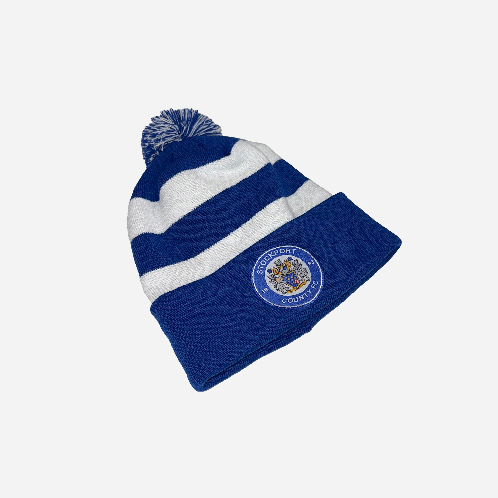 County Blue White Badge Bobble Hat