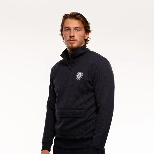 Woodbank Waffle 1/4 Zip Sweatshirt Black